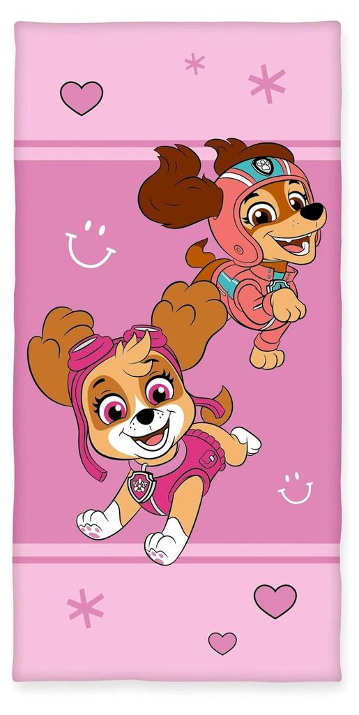 Paw Patrol Badetuch, ca. 70x140 cm, 100% Baumwolle/Velours, Rosa