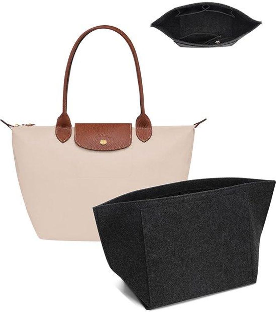 Großer Vilt Organizer für Tote Bags, mehrere Fächer, dunkelgrau, 28x17x25cm
