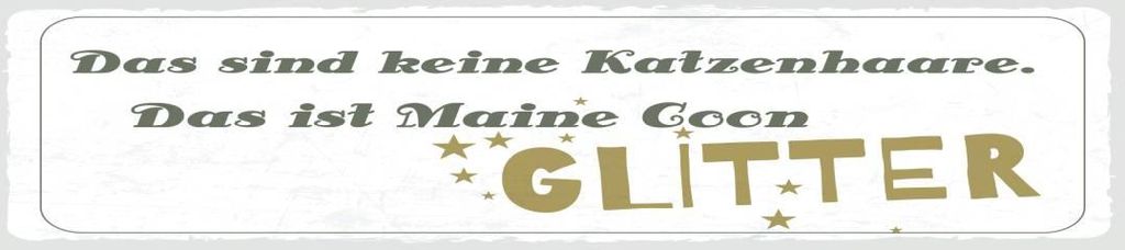 vianmo Holzschild 46x10 cm Maine Coon Glitter