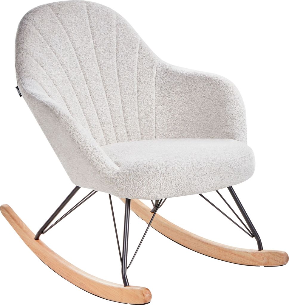 BELIANI Schaukelstuhl cremeweiß Stoff Hölzerne Metallbeine Skates Modernes Design Wohnzimmer