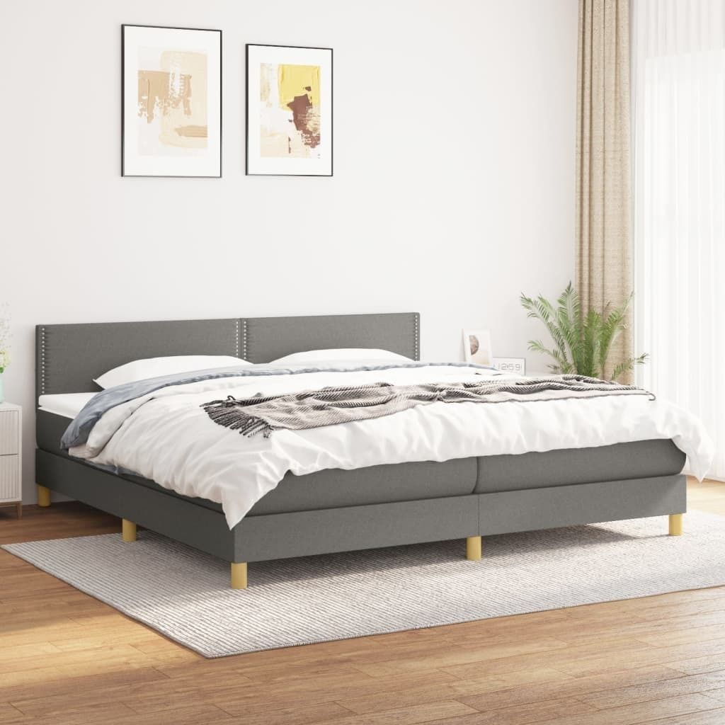 The Living Store Boxspringbett mit Matratze Dunkelgrau 200x200 cm Stoff