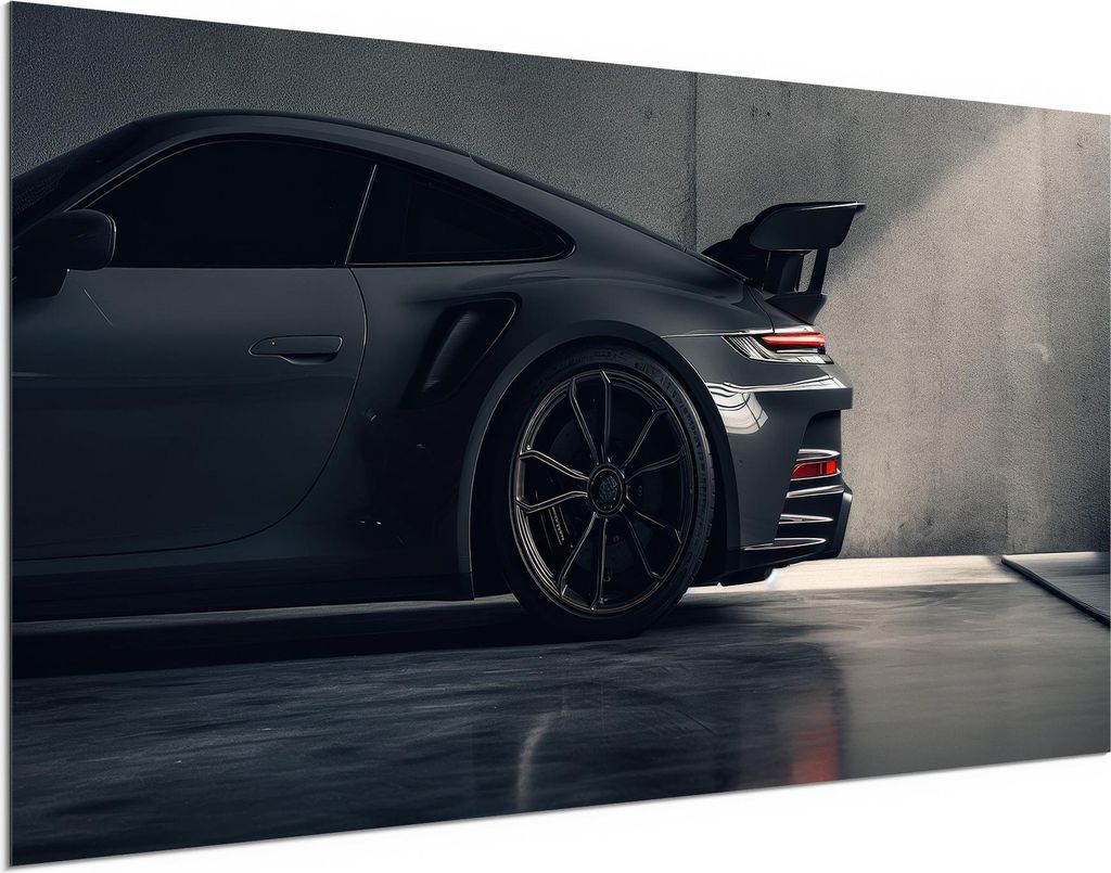 DEQORI Alu-Dibond Bild Weiß 100x50 cm 'Beton und Benzin' Wandbild Metall dünn Design