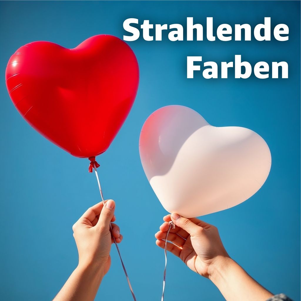 50x Herzballons Luftballons Ballons Luft, Helium - rot-weiß Produktbild 3