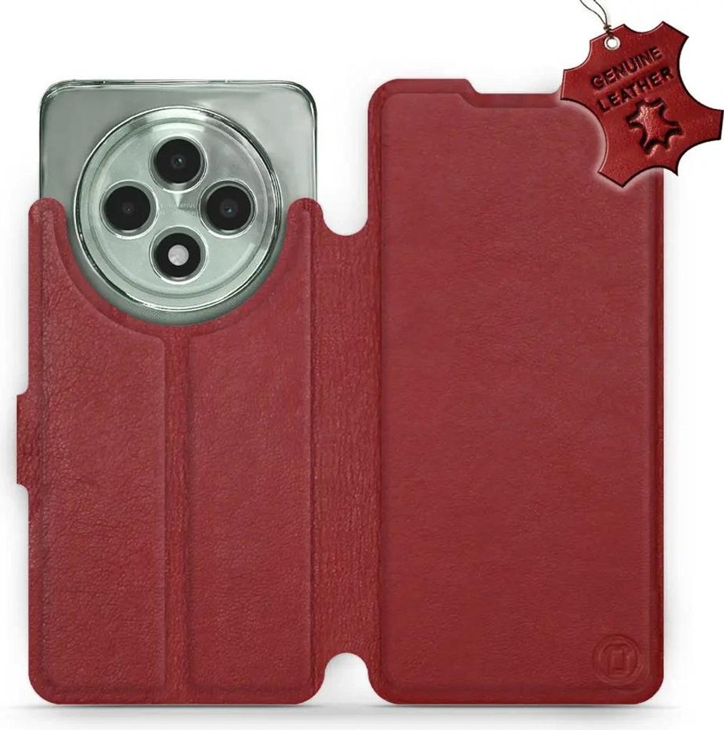 Echtleder Handyhülle für Oppo Reno 12 F, Mobiwear Leather, Dunkelrot