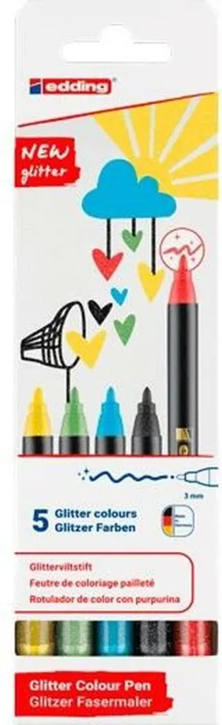 Set 5 Pennarelli Edding 1200 Glitter per Biglietti Auguri e Design