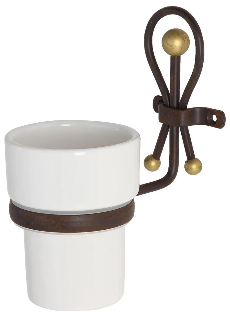 Porte-brosse à dents en céramique et fer forgé Golden Rust - Modèle Luxe