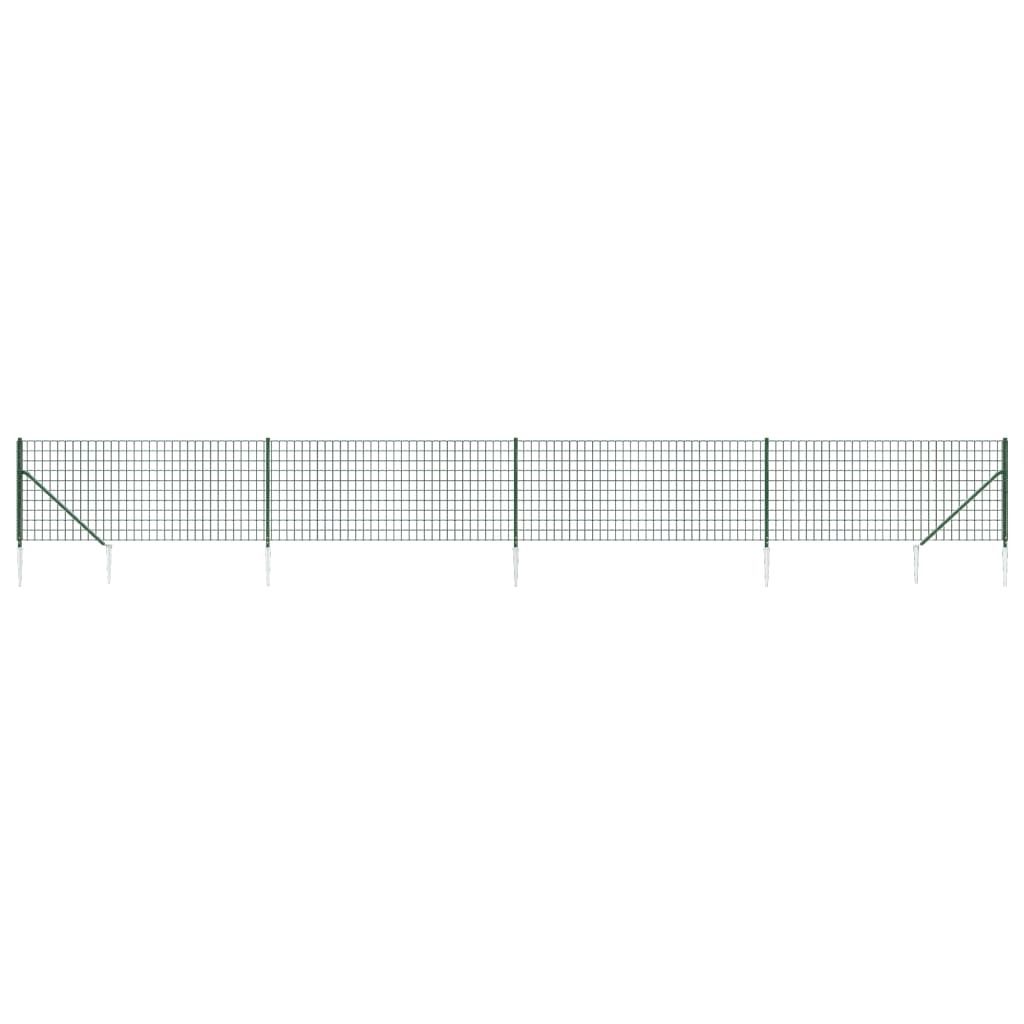 Maison Exclusive Maschendrahtzaun mit Bodenhülsen Grün 1,1x10 m