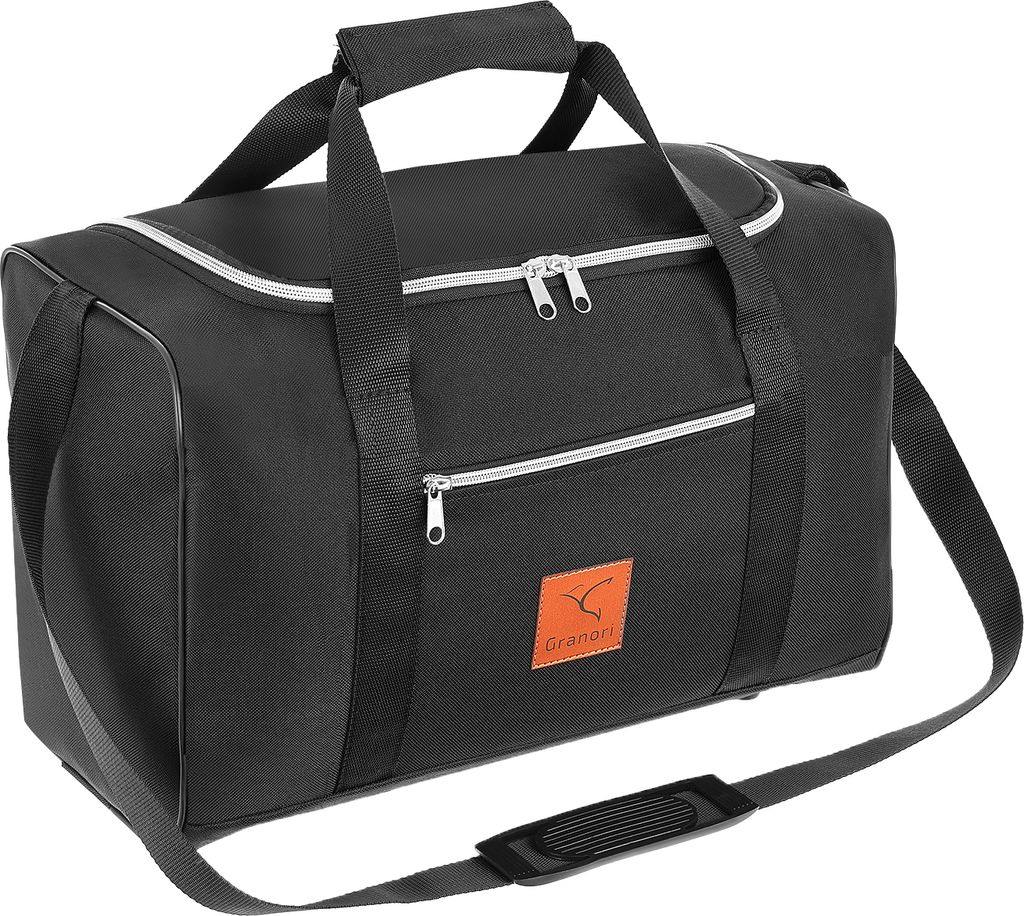 Granori Handgepäck Reisetasche 40x30x25 cm ET2 – Leichte Flugzeug Kabinengepäck Tasche mit Tragegurt für Damen und Herren in schwarz
