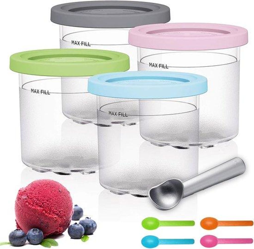 Eiswürfelaccessoires - 4-teilig - BPA-frei - mit 4 farbigen Löffeln und einer Schneidemesser
