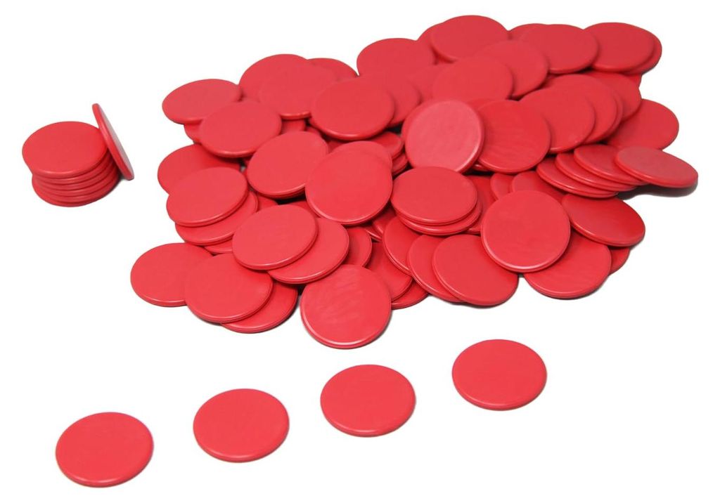 Rode speelchips (100 stuks) Productafbeelding 