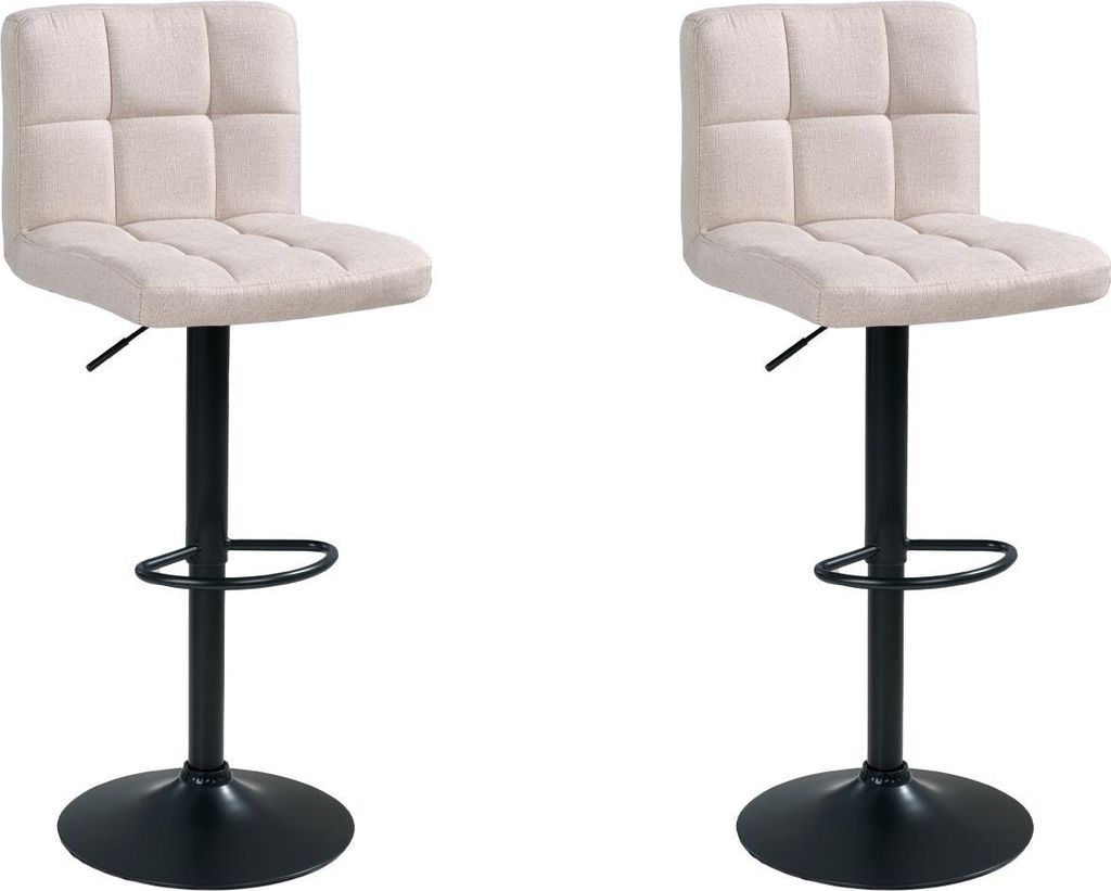 Barhocker - Beige - Schwarz - Webstoffbezug - Metallgestell - höhenverstellbar - 2er Set