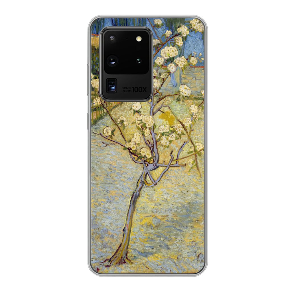 MuchoWow Handyhülle Schutzhülle Hülle für Samsung Galaxy S20 Ultra Blühender Birnbaum - Vincent van Gogh Silikon Softcase Handy Hülle - Kar...