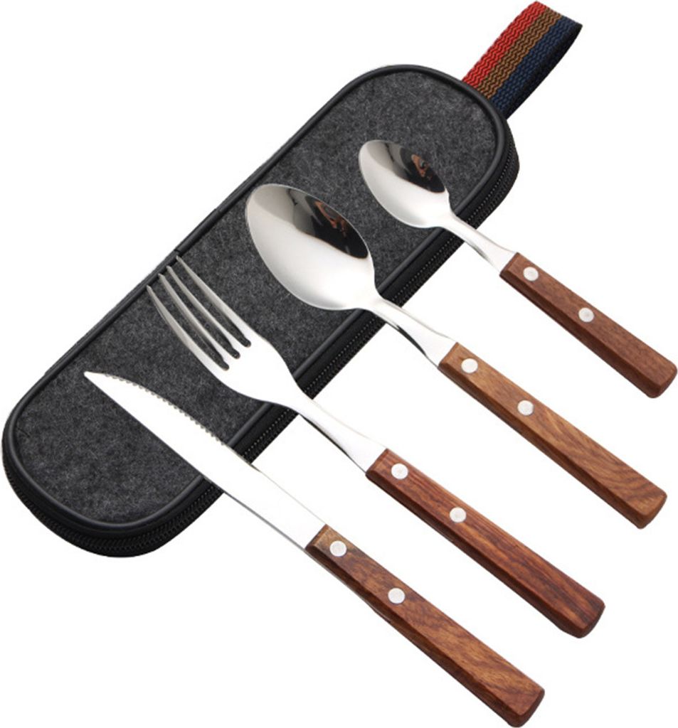 4-teiliges Besteckset aus Edelstahl, Messer, Gabel und Löffel, spülmaschinenfest