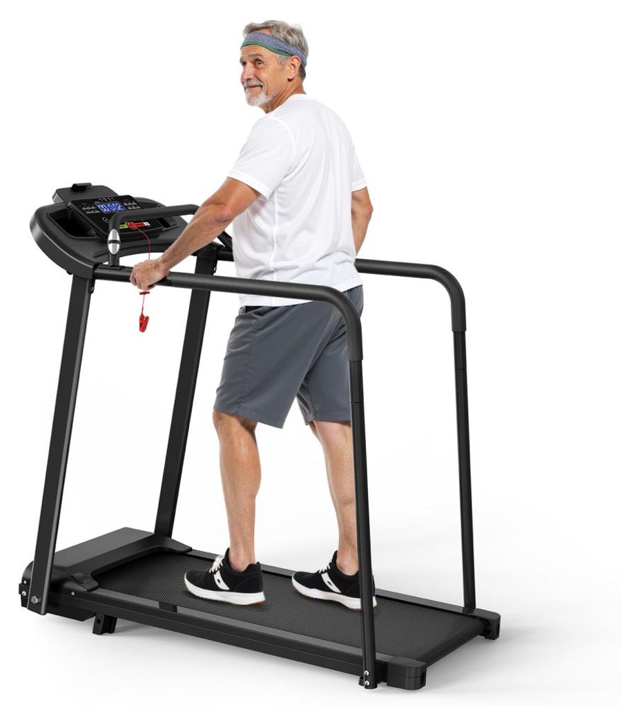 AIORBER Klappbares elektrisches Laufband, 2-fach Steigung, bis 120 kg, App-Steuerung, leise, Heimtrainer, Walking Pad, Schwarz