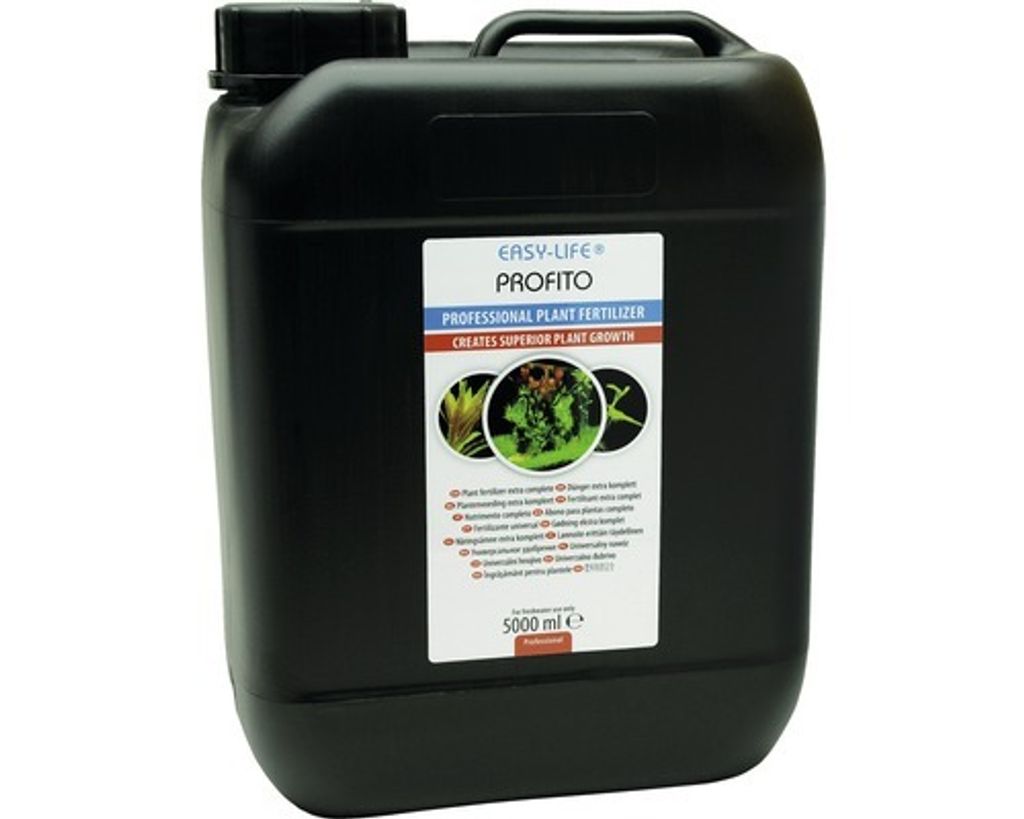 A black plastic jug of plant fertilizer.