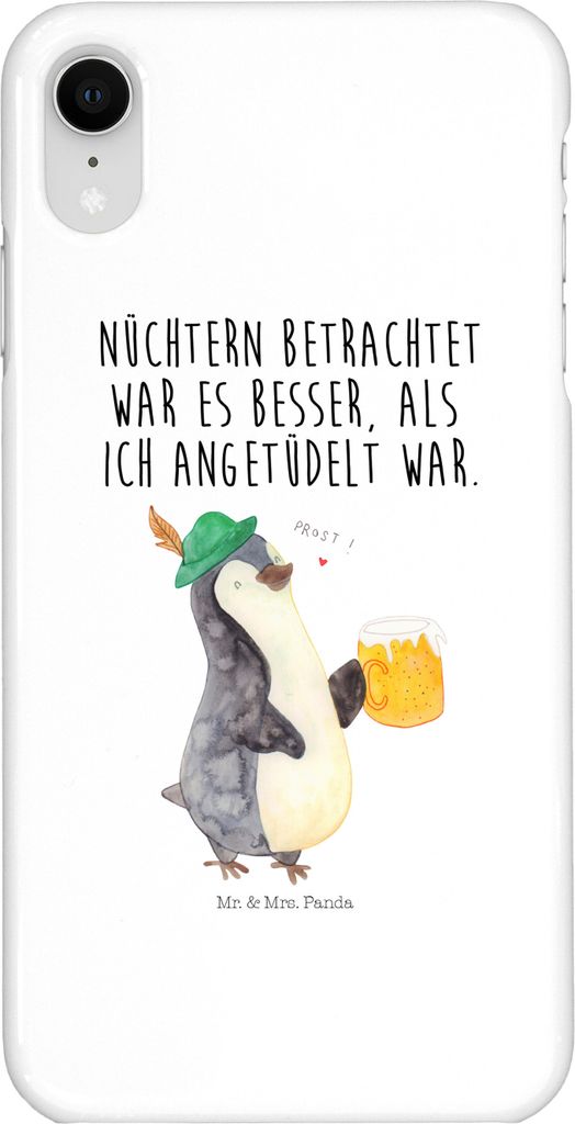 Mr. & Mrs. Panda Iphone XR Handyhülle Pinguin Bier - Weiß - Geschenk, Premium Kunststoff, , Feierabend, Beschwippst, Angetüdelt, Handy Case
