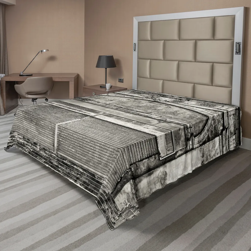 Grand drap plat gris 260x228 décoratif pour chambre ambiance industrielle