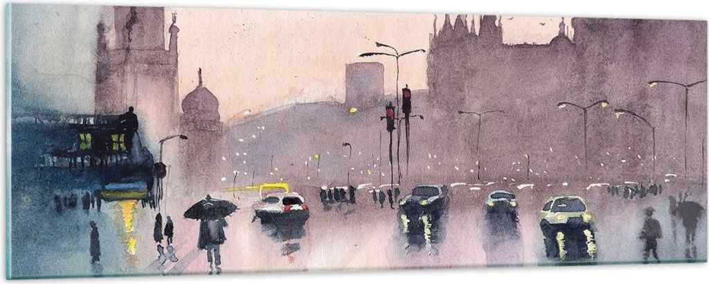 Bilder auf glas - Einteilig - Aquarell Stadt historische Denkmäler - 90x30cm - Glasbilder - Wandbilder - Bilder - Wanddekoration aus Glas - Glas B...