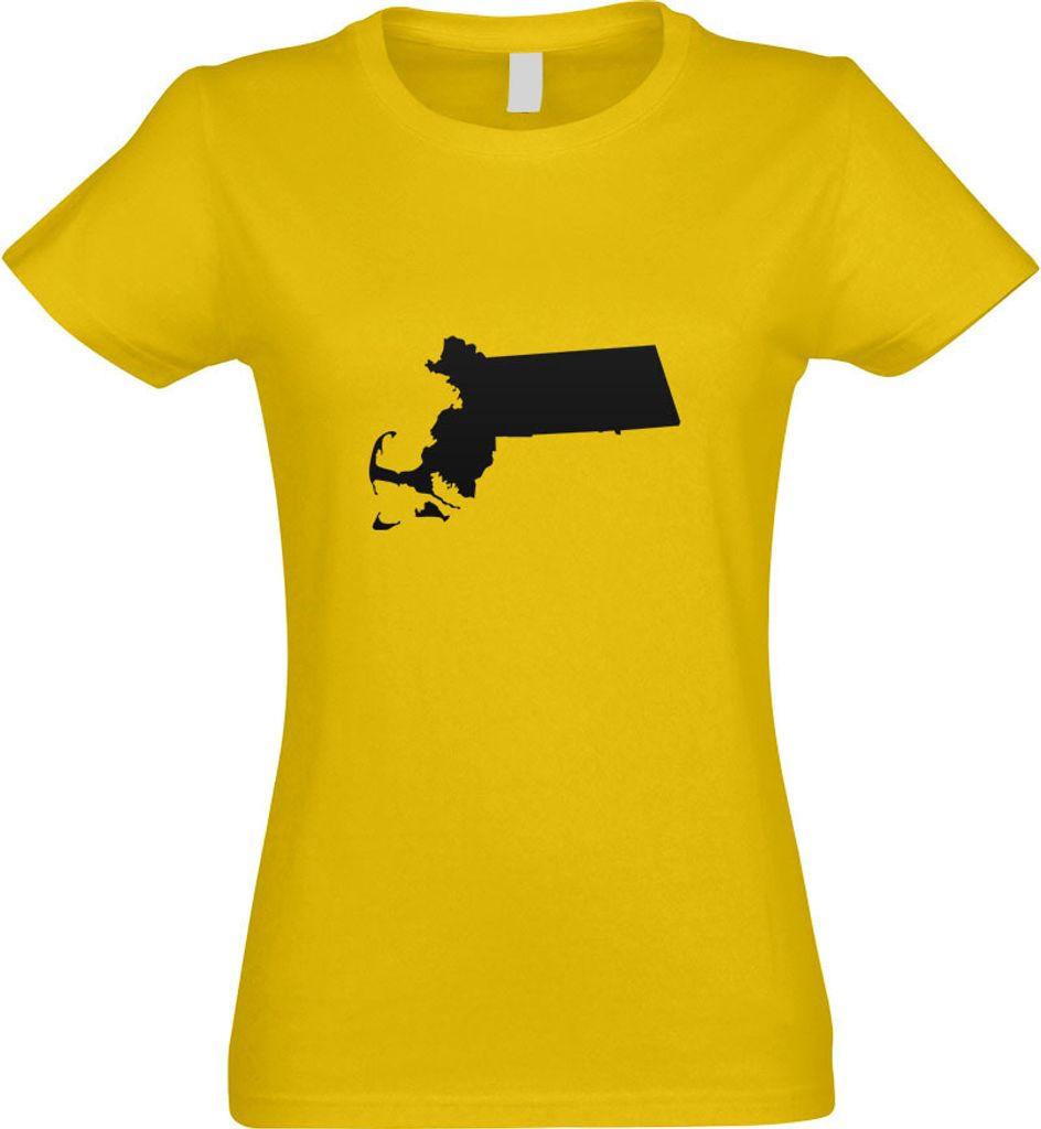 Kiwistar - T-Shirt tailliert - Damen - gelb - USA - Bundesstaat - Massachusetts - mit Motiv Bedruckt - Funshirt Design - Sport - Freizeit - Damen - S