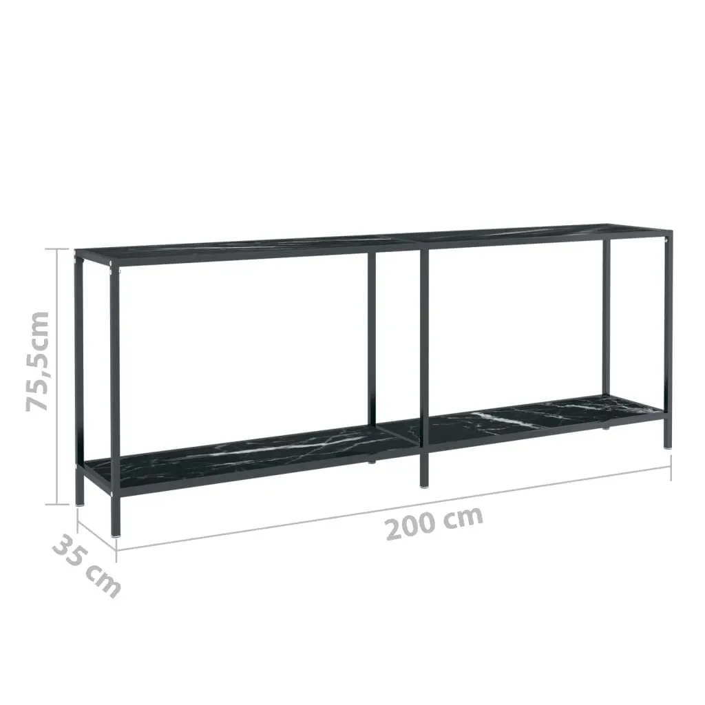 Consolle Moderna Nera 200cm Vetro Temperato e Acciaio | Arredo Lusso - 9