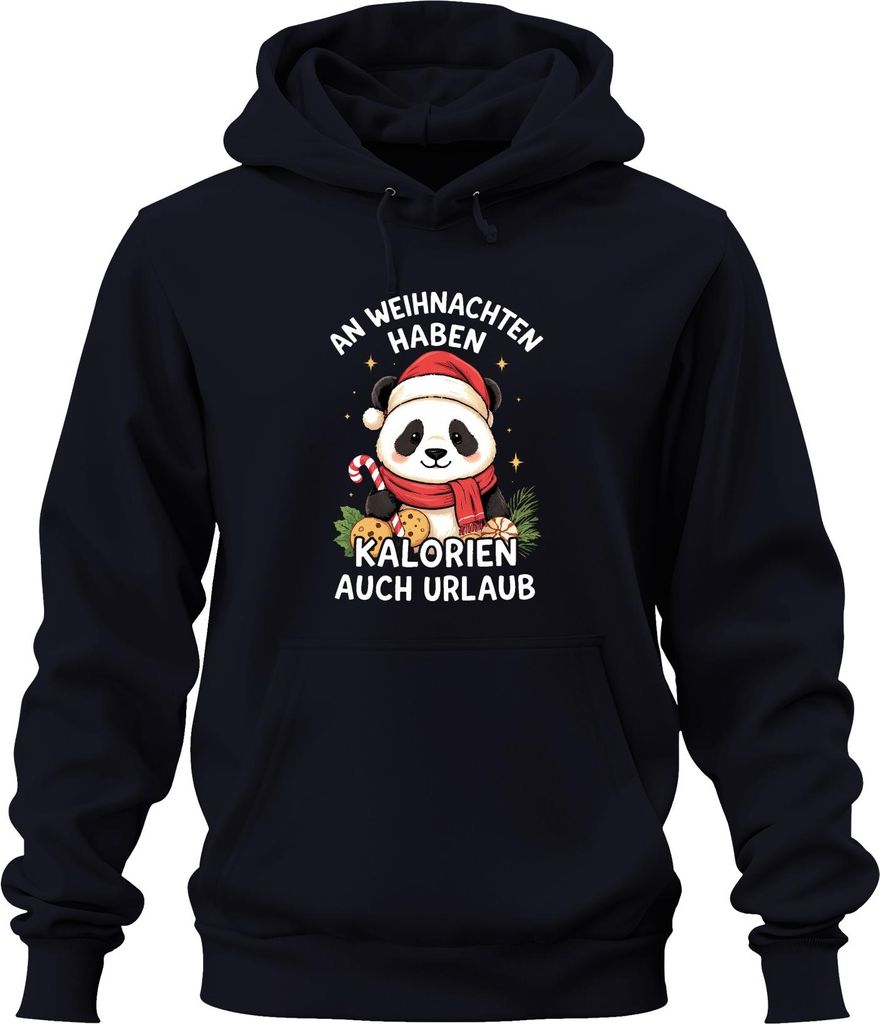 Weihnachten Panda Kalorien haben Urlaub lustig Geschenk Uni Hoodie Kapuzenpullover, Navy, S