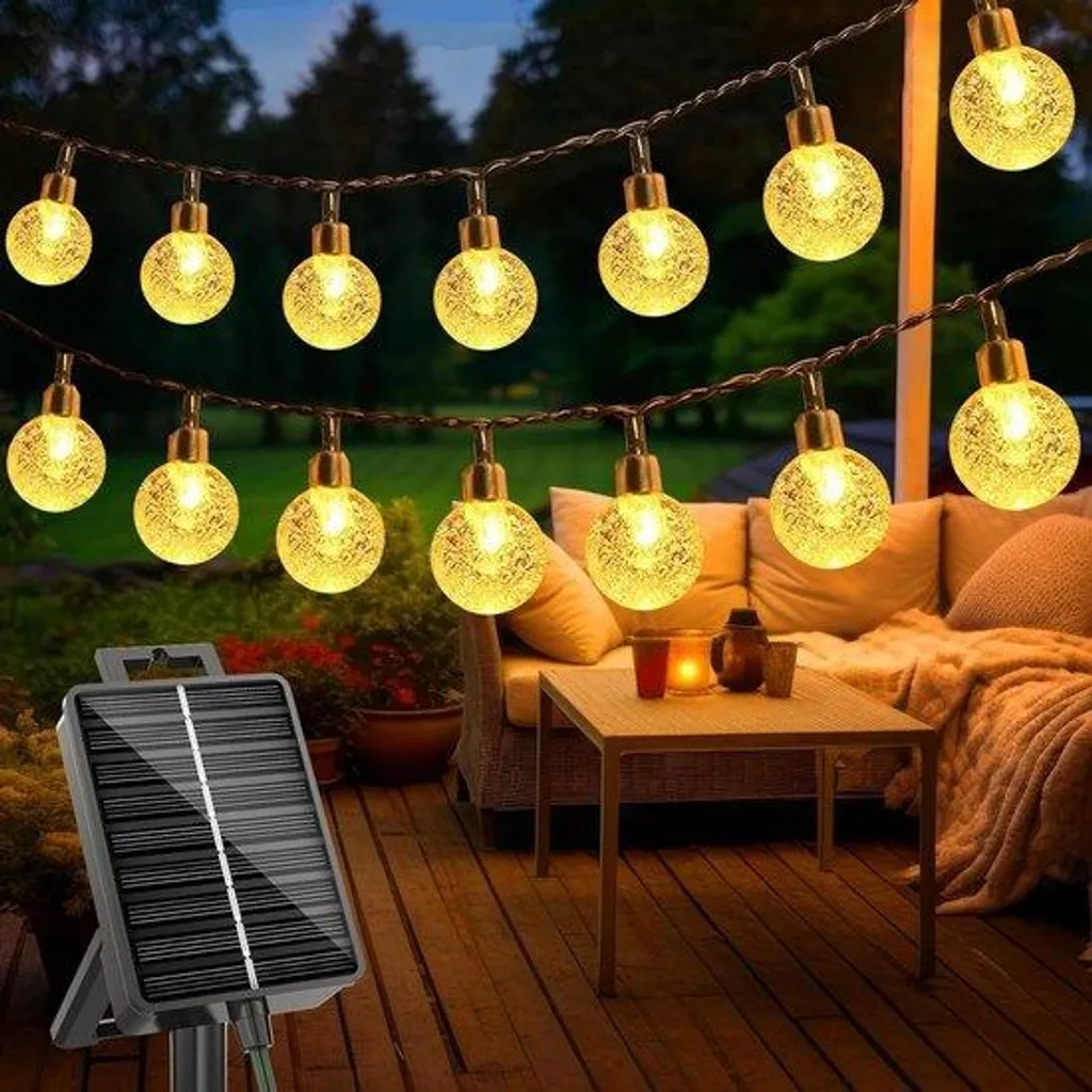 Guirlande lumineuse solaire 15m pour éclairage de jardin et terrasse