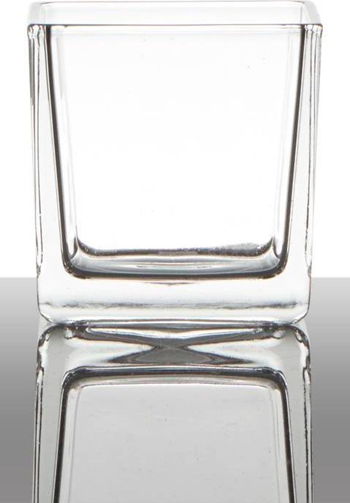 INNA-Glas Teelichtglas Kim, Würfel - Viereckig, klar, 8x8x8cm - Kerzenglas - Teelichthalter
