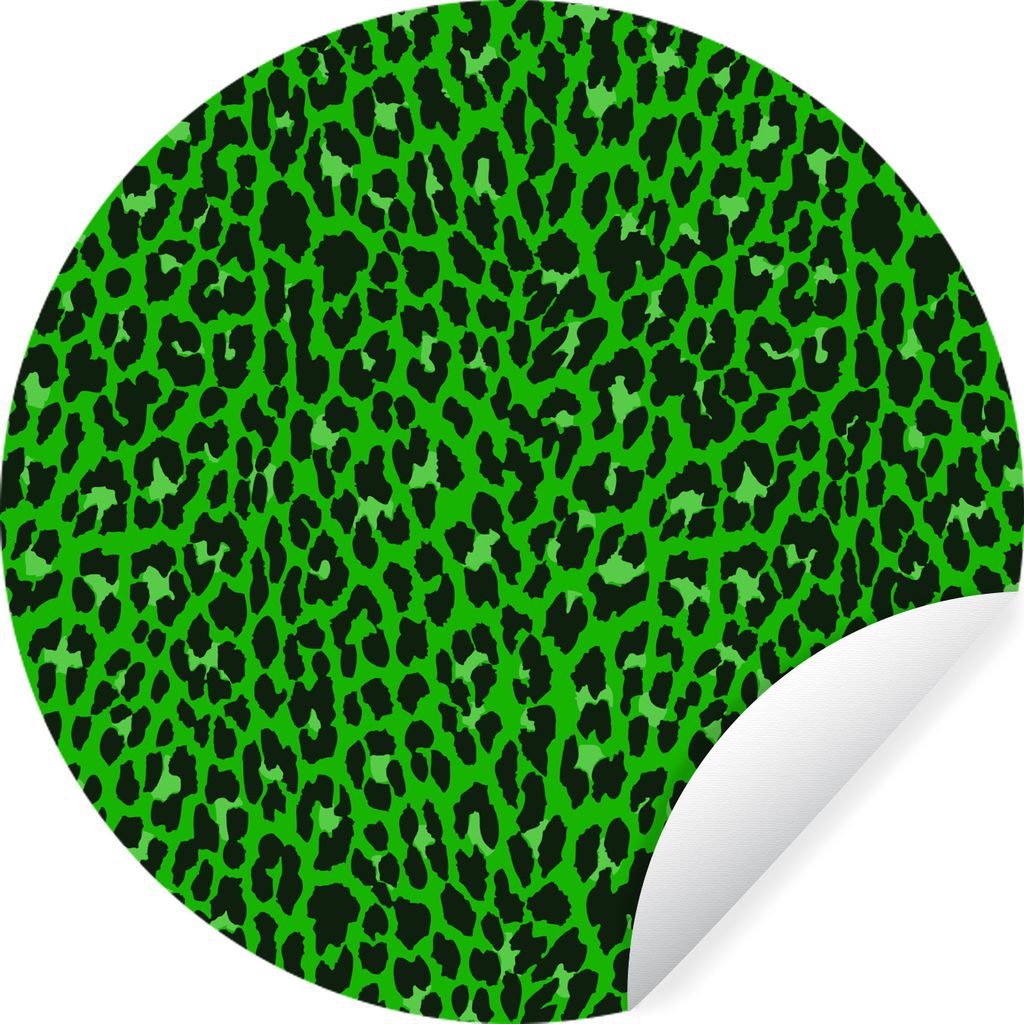 MuchoWow Runde Wandtattoo - Wandsticker Tapete Aufkleber Leopard - Grün - Muster Ø 100 cm Selbstklebend und Repositionierbar - Wandaufkleber - ...