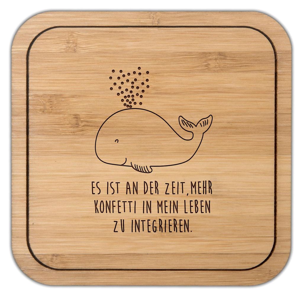 Mr. & Mrs. Panda Untersetzer Kork Wal Konfetti - Transparent - Geschenk, Meer, Coaster, Tassenuntersetzer, Motivation, gläseruntersetzer, Tischunt...