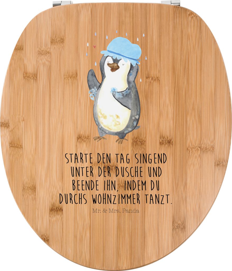 Mr. & Mrs. Panda WC Sitz Pinguin Duschen - Transparent - Geschenk, Baden, Brille, klo deckel, WC-Sitz, Toilettendeckel, Duschkonzert, Klobrille, Ta...