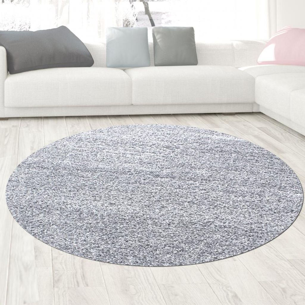 Moderner Hochflor Teppich in Silbergrau – stilvolles Design Produktbild 