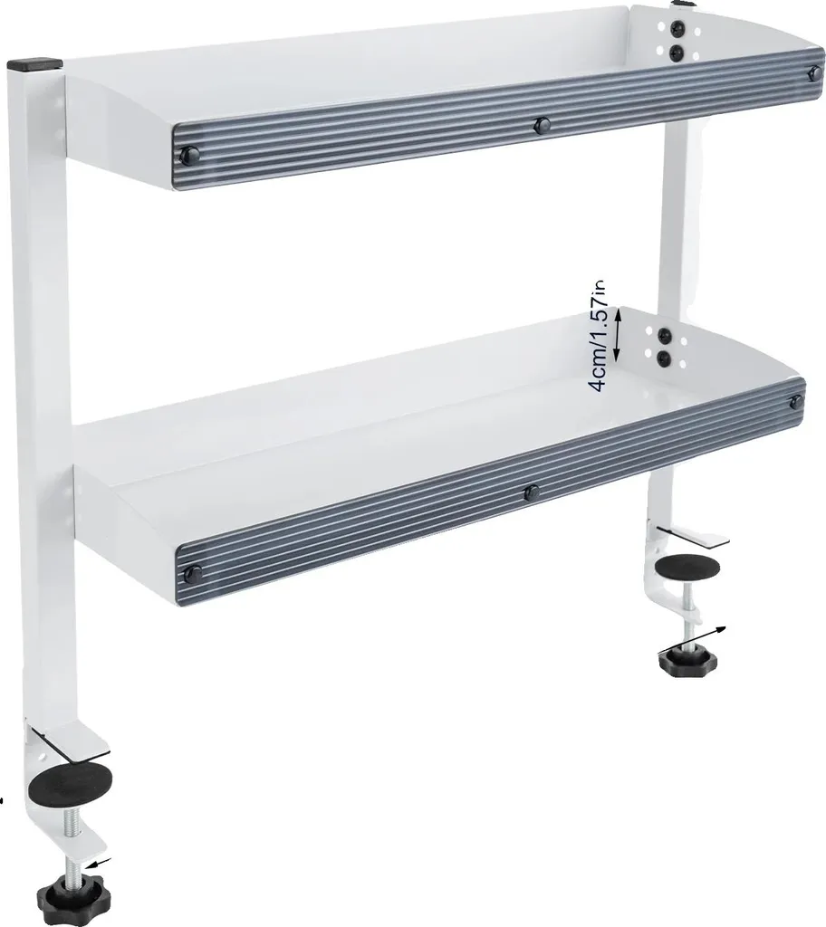 Organiseur de bureau à 2 niveaux blanc avec fixation amovible sans trou