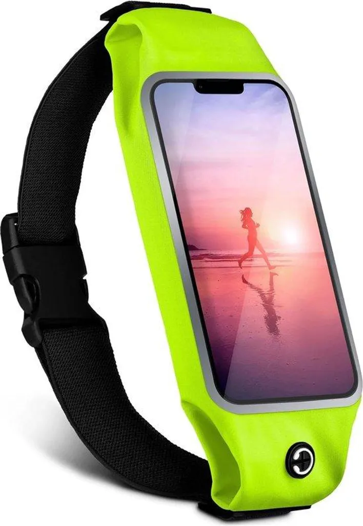 Sangle sport téléphone réglable vert fluo haute visibilité pour courir
