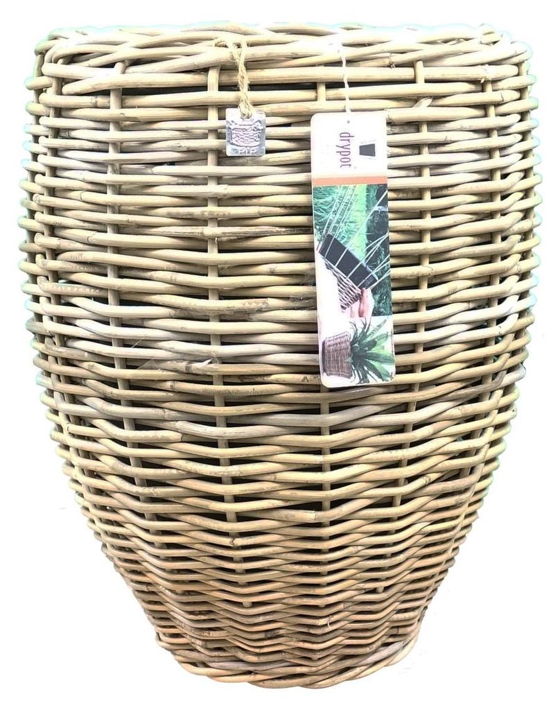 VAN DER LEEDEN DRYPOT® Rattan Pflanzkübel Grau Ø 40 cm - Produktbild 