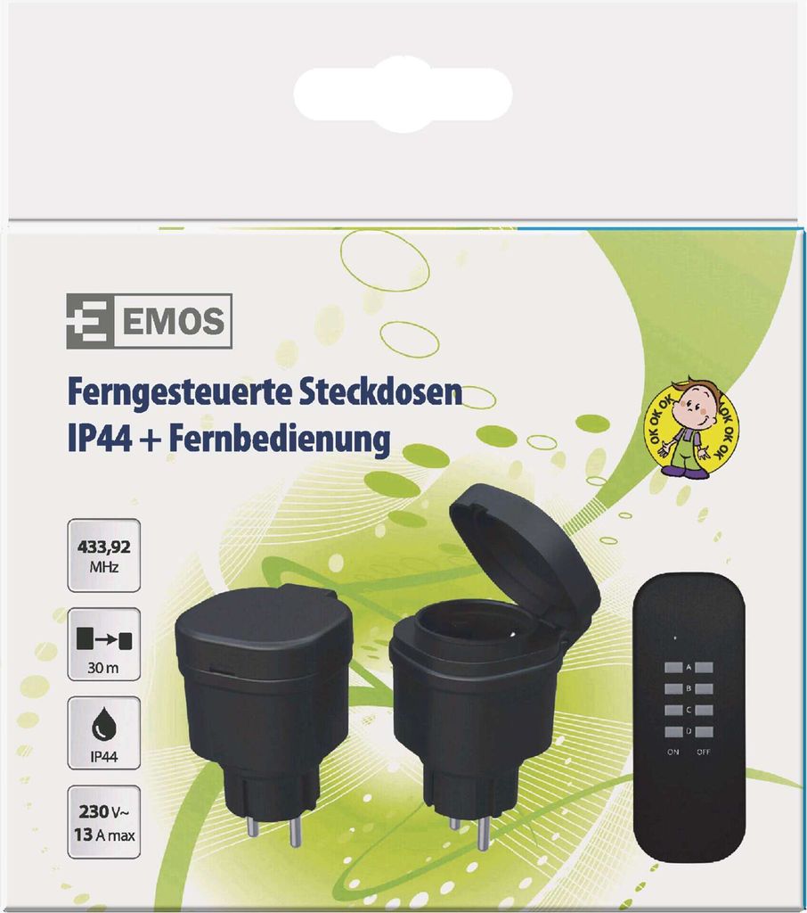 EMOS Sada vonkajších rádiovo riadených zásuviek s diaľkovým Obrázok produktu 12