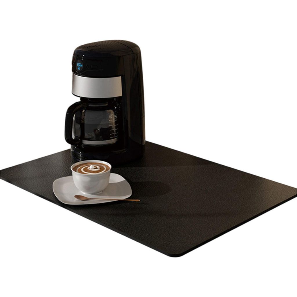 Kaffeemaschine Abtropfmatte, Abtropfmatte Geschirr, Saugstarke Trockenmatte für Küche, Schwarz, 50x30cm