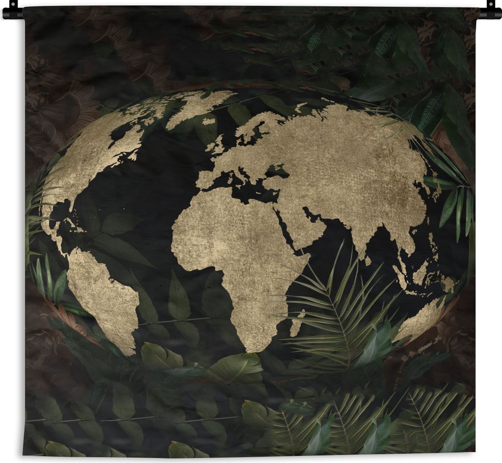 MuchoWow Wandteppich Wandbehang Weltkarte - Vintage - Globus 150x150 cm Tapisserie Dekoration Wandtuch - Wohnaccessoires - Modernes
