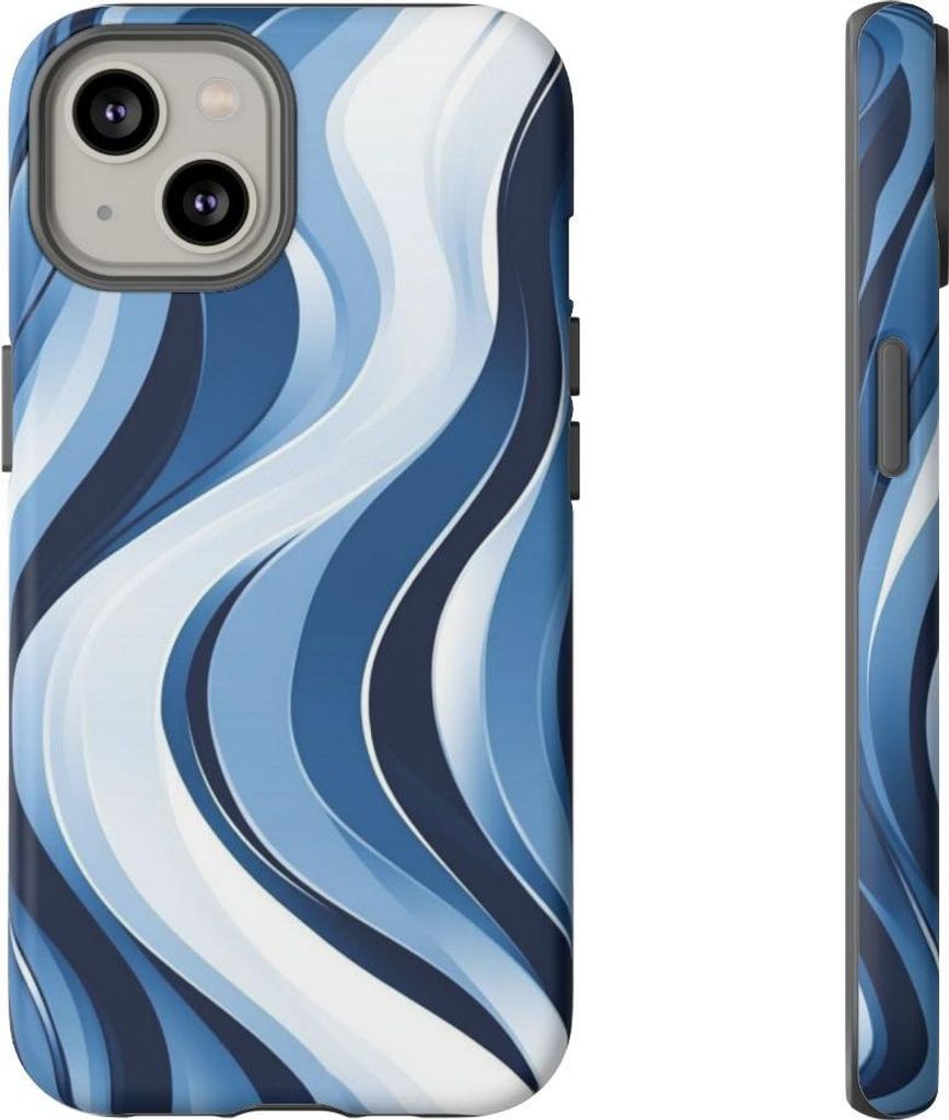 Modernes Wellenmuster in Blau – Handyhülle Kompatibel mit iPhone 14