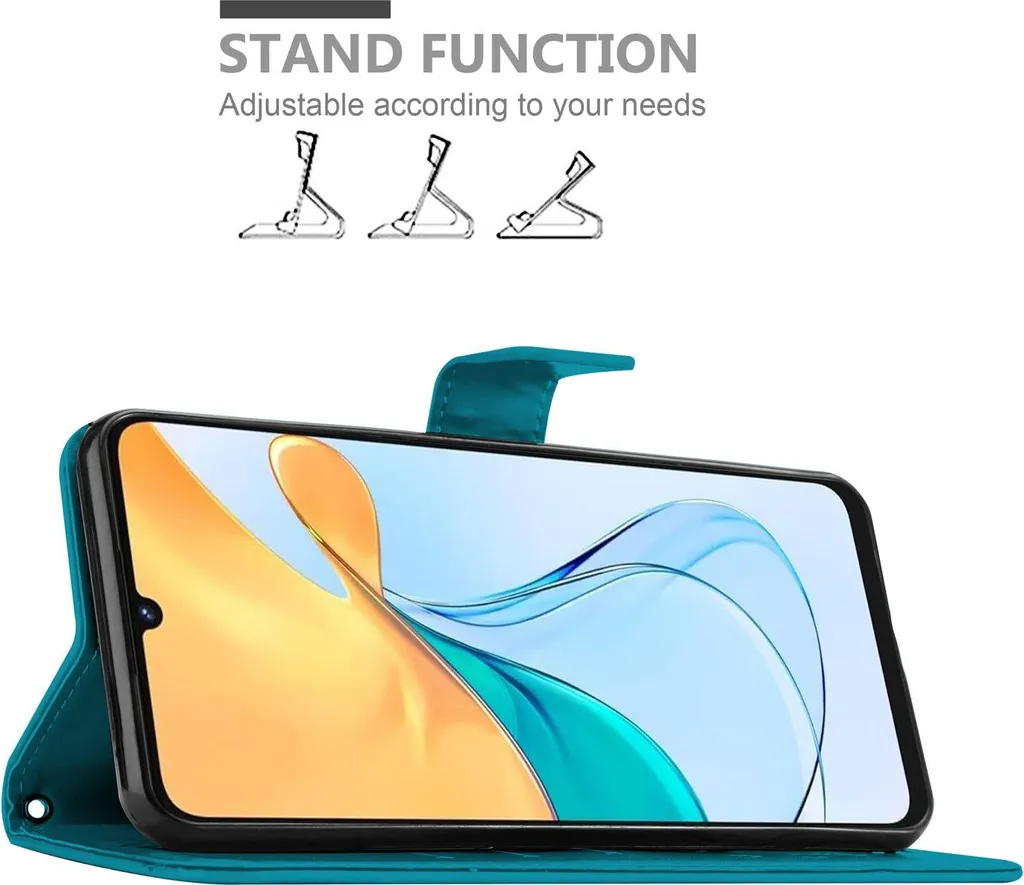 Cadorabo cover per ZTE Blade V50 Vita cover in FLORAL BLUE Cover protettiva dal design floreale con chiusura magnetica, funzione stand e slot per carte di credito Book Case Cover - 3