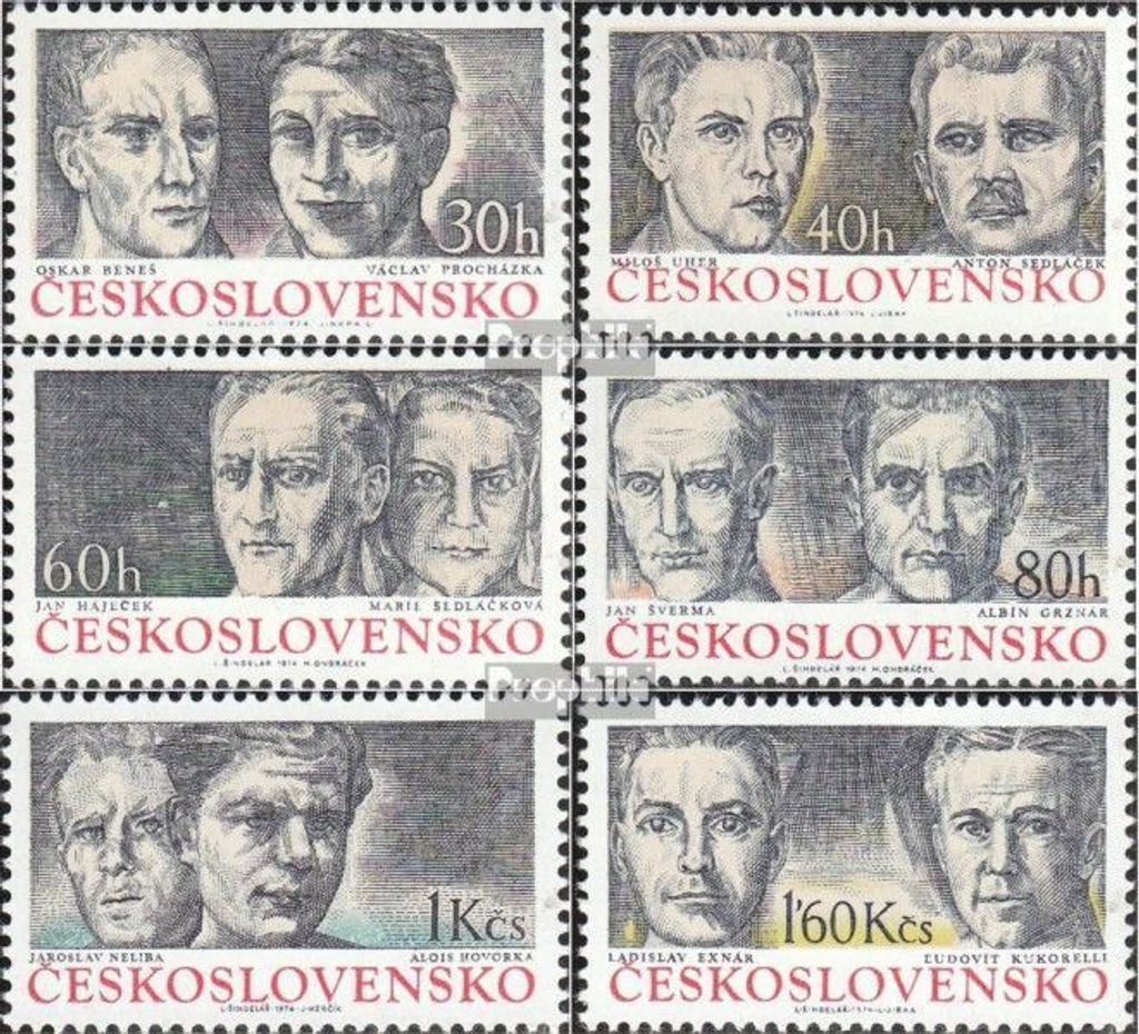 Briefmarken Tschechoslowakei 1974 Mi 2189-2194 (kompl.Ausg.) postfrisch Partisanen