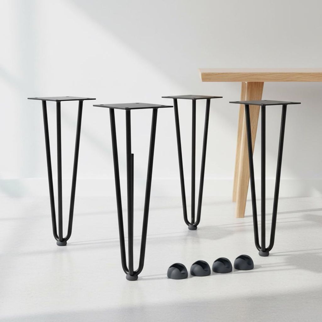 Lot de 4 pieds en épingle à cheveux 45 cm noir, 3 montants, Image du produit 