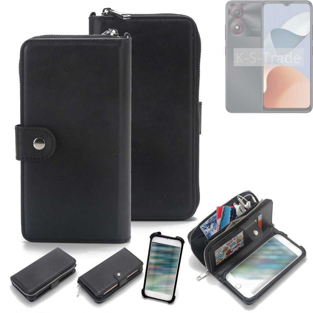 K-S-Trade 2in1 Handyhülle Schutzhülle kompatibel mit ZTE Blade A34 & Portemonnee Cover Handy Hülle Case Etui Geldbörse Wallet Bookstyle Hülle