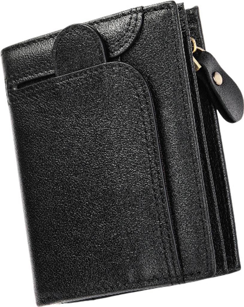 INF RFID-blockierende Lederbrieftasche für Herren, schlanke Brieftasche mit Münzfach Schwarz