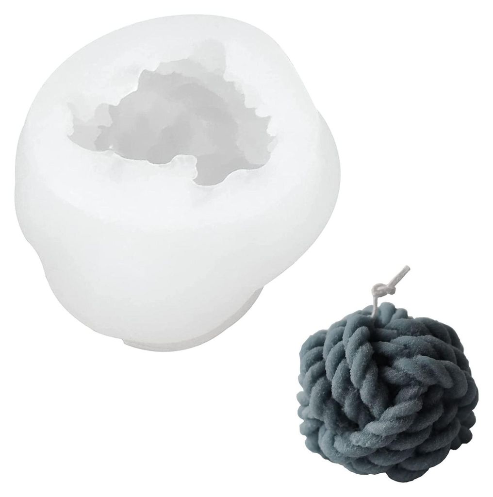 Silikonform für Garnkugelkerzen, 3D-Knotenkerzenform, Strickkugel, Form zur Kerzenherstellung, Herstellung von handgemachten Kerzen mit einer Garn...