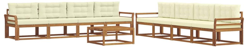 vidaXL Outdoor-Sofagarnitur mit Kissen 9 pcs Natur und Creme