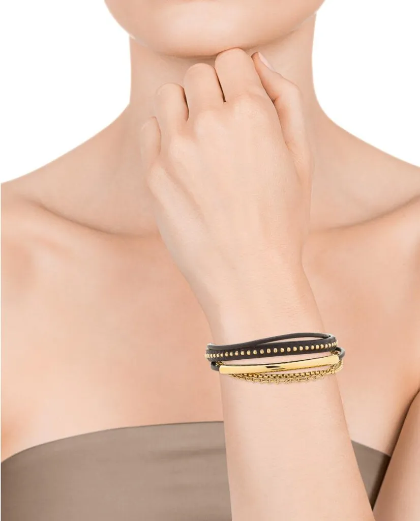 Bracciale Viceroy Air 75304P01011 | Cuoio Intrecciato e Acciaio Gold - 2