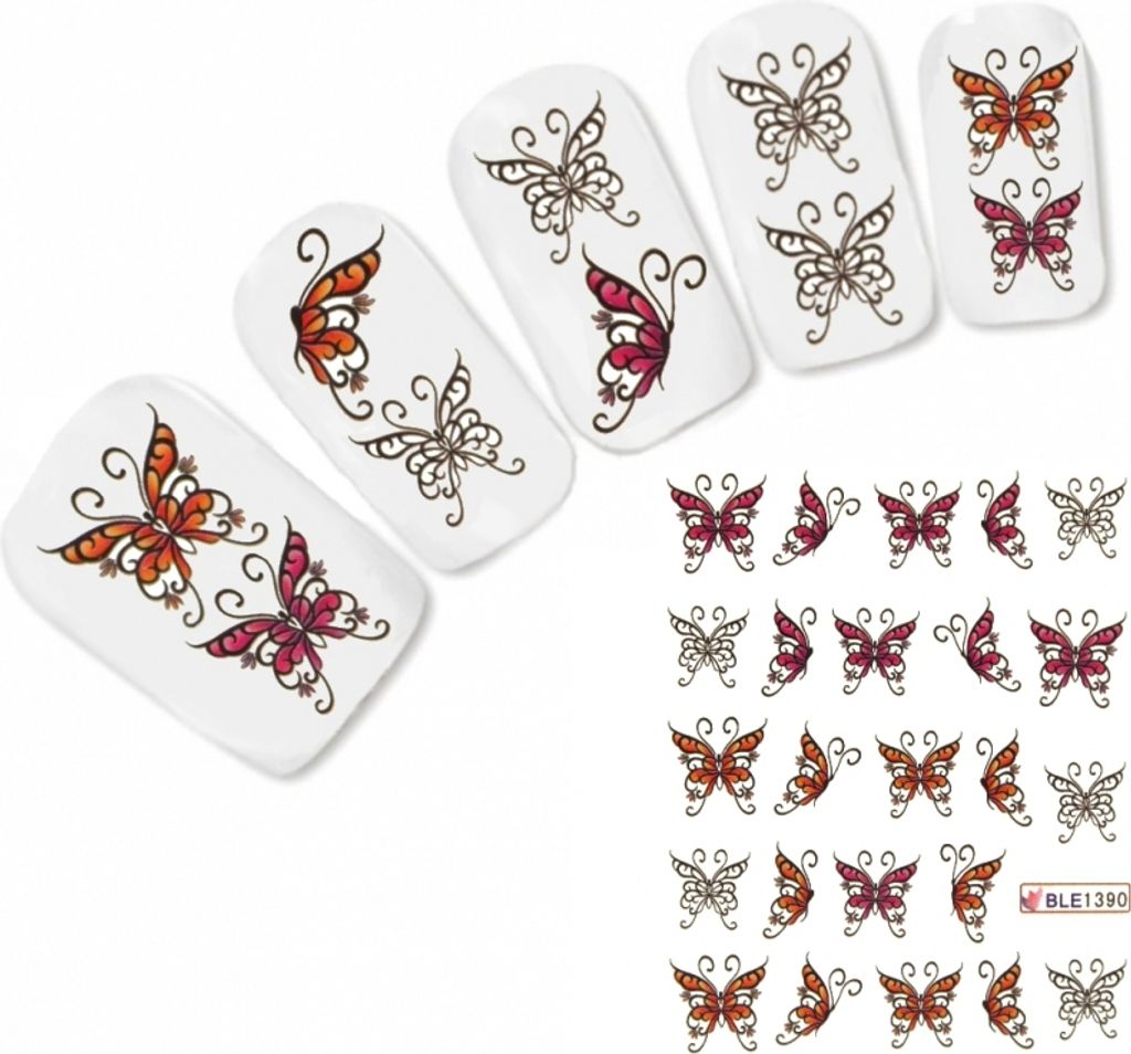 Nagel Sticker Nail Art Tattoo Lila Schwarz Orange Produktbild 