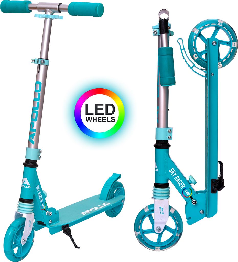 Apollo Scooter LED - Skyracer Led | City Scooter mit Federung| City Roller für Kinder klappbar | Tretroller Kinder ab 5 Jahre | sportlicher Cityro...