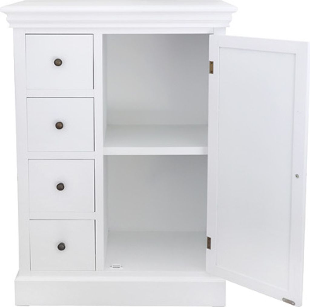 Kleiner Schrank HAMPTONS weiß mit Lamellentür Kommode