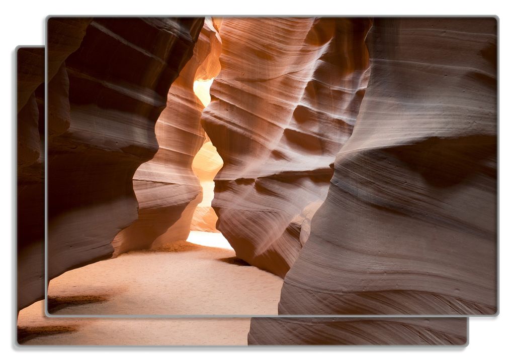 Wallario Frühstücksbrettchen 2er Set aus Glas, je 20 x 30 cm, mit rutschfesten Füßen, Motiv Antelope Canyon Arizona USA